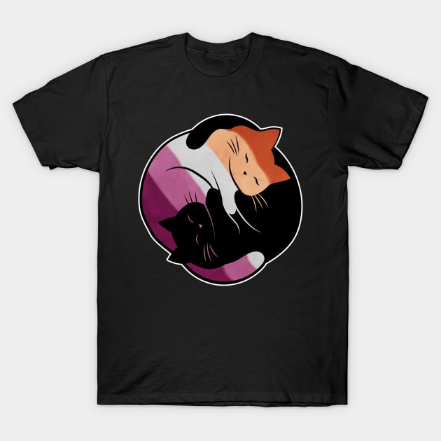 Lesbian Yin Yang Cat T-Shirt by Psitta